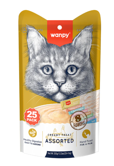 Wanpy Cat Creamy Lickable Treats 25 Mixed Flavor 350g x24