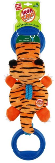 GiGwi Iron Grip Tiger Plush Tug Toy with Handle
